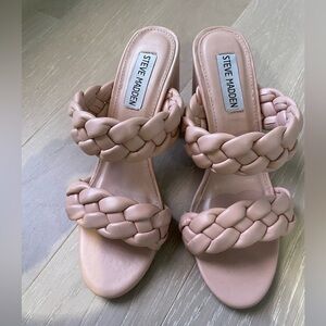 Steve Madden beige braided block heels size 7.5